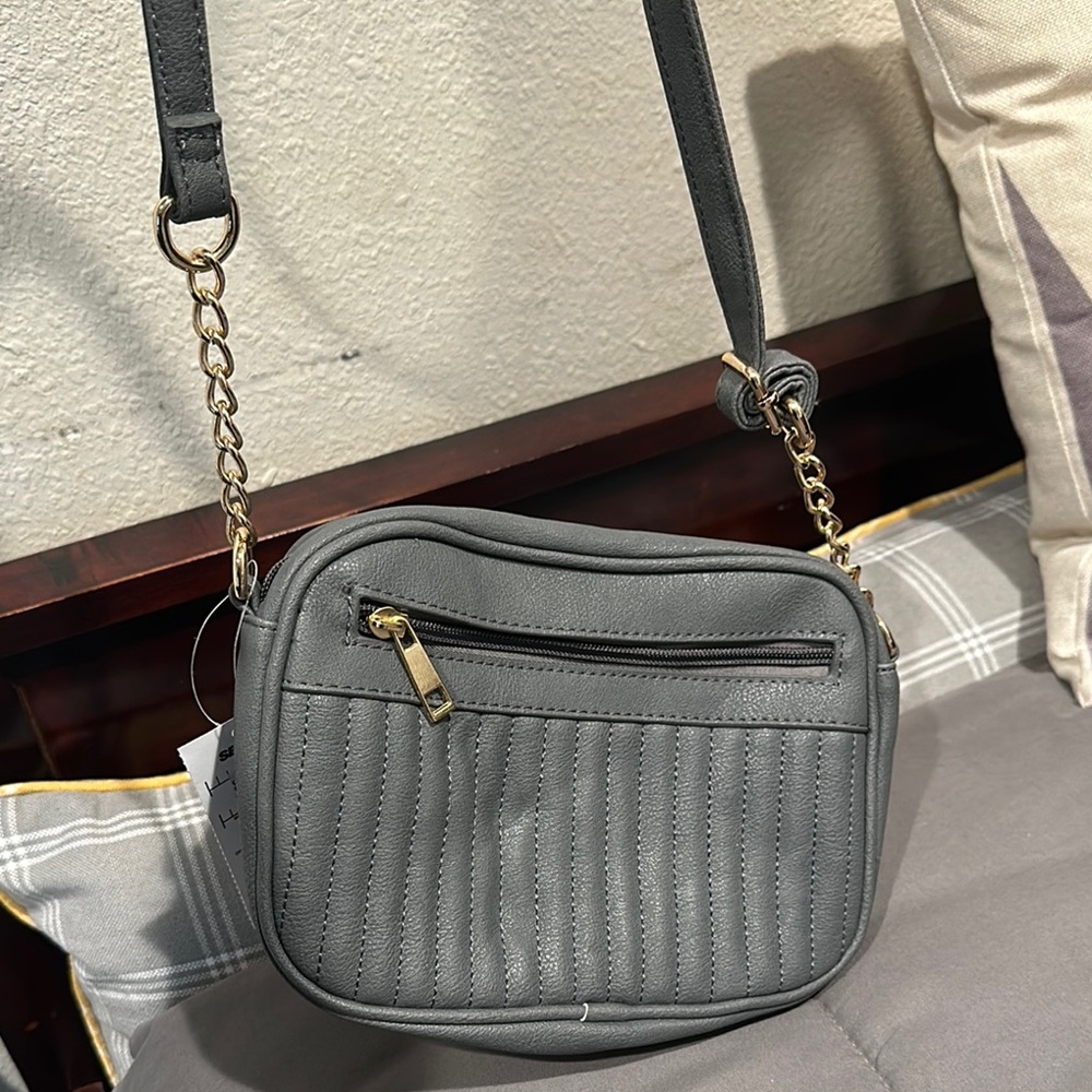 Gray Quilted Crossbody Bag